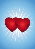 Deux coeurs radieux pour c&eacute;l&eacute;brer l'amour